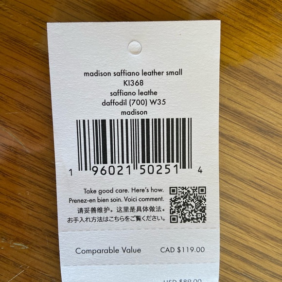 Kate Spade Madison Saffiano Leather Daffodil Card Holder - Picture 7 of 8